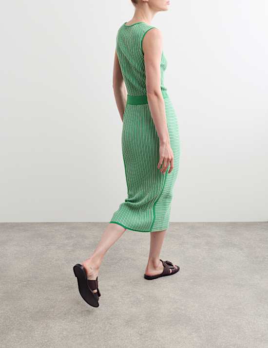 Lyocell Rich gestreepte midi-rok