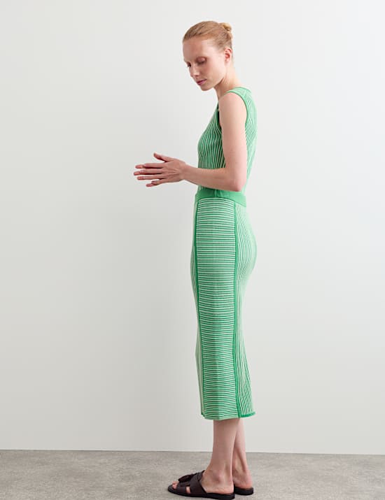 Lyocell Rich gestreepte midi-rok