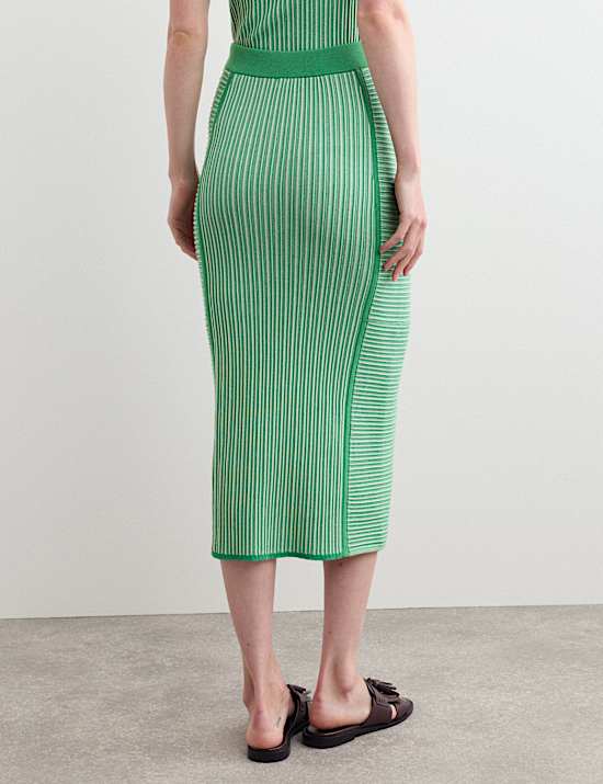 Lyocell Rich gestreepte midi-rok
