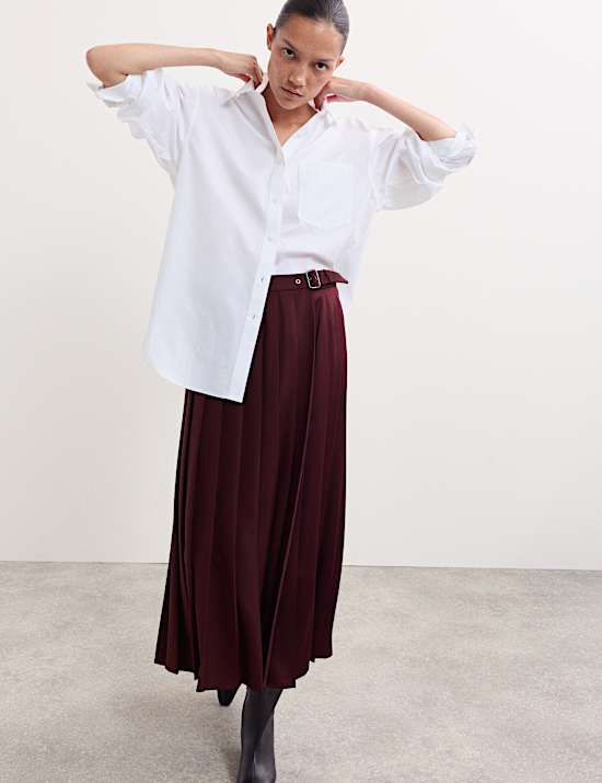 Pleated Wool Kilt Skirt