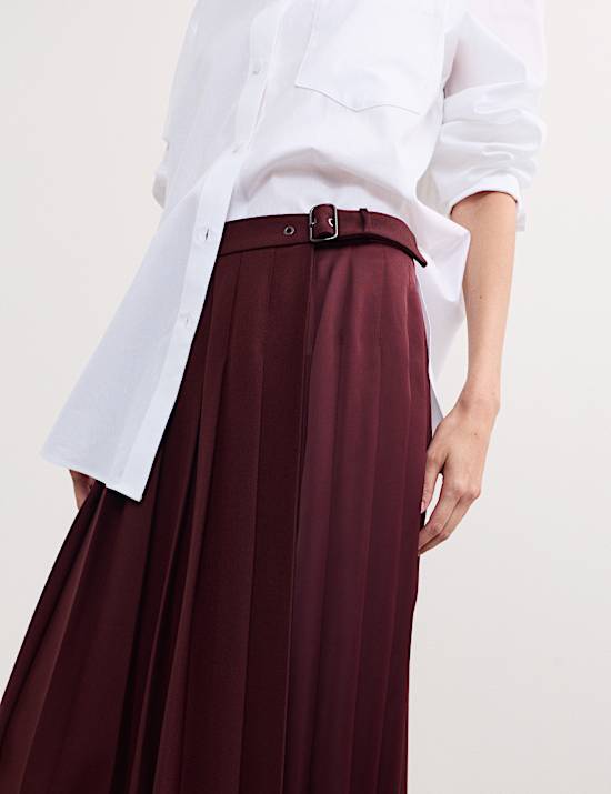 Pleated Wool Kilt Skirt