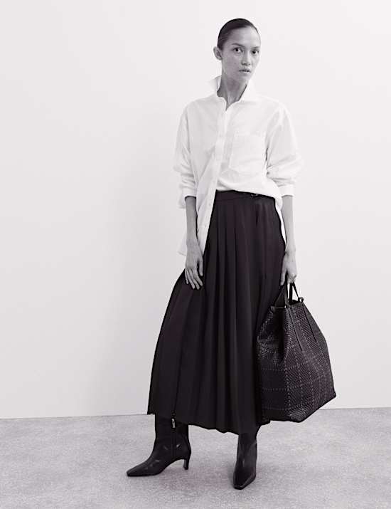 Pleated Wool Kilt Skirt