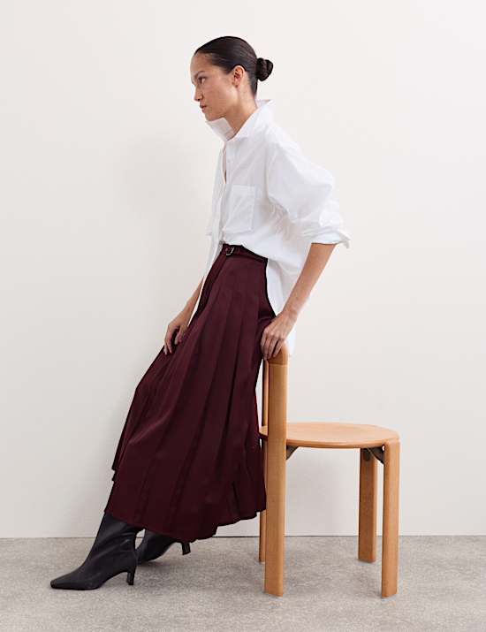 Pleated Wool Kilt Skirt