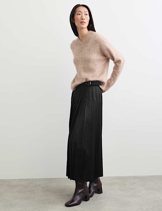 Jupe kilt pliss&eacute;e en laine