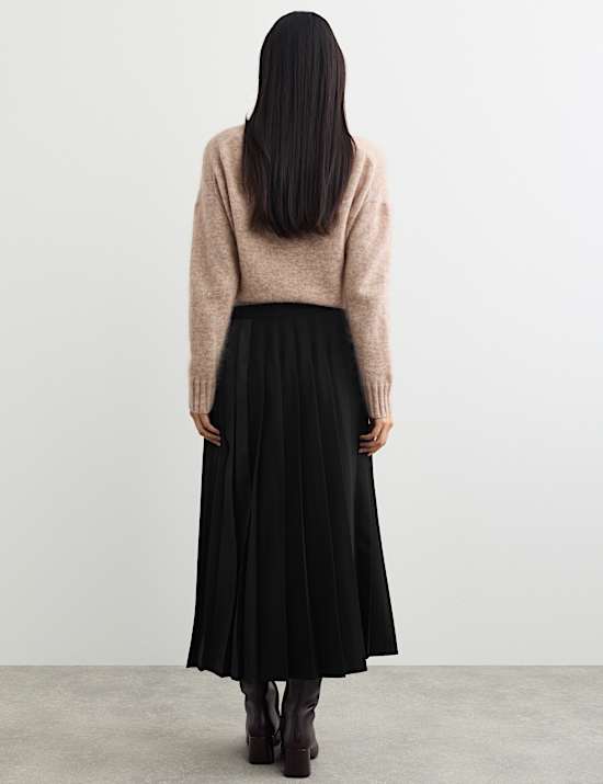 Jupe kilt pliss&eacute;e en laine