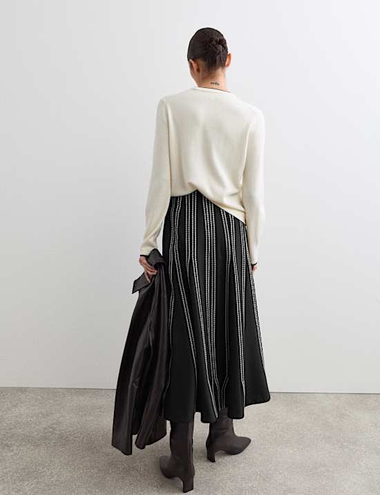 Jersey Embroidered Midi Circle Skirt