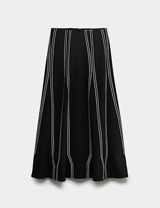 Jersey Embroidered Midi Circle Skirt