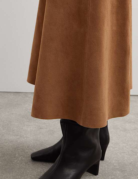 Suede Midaxi A-Line Skirt