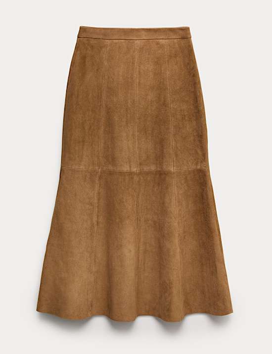 Suede Midaxi A-Line Skirt