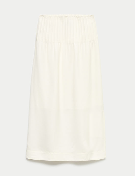 Jupe midi coupe droite pliss&eacute;e