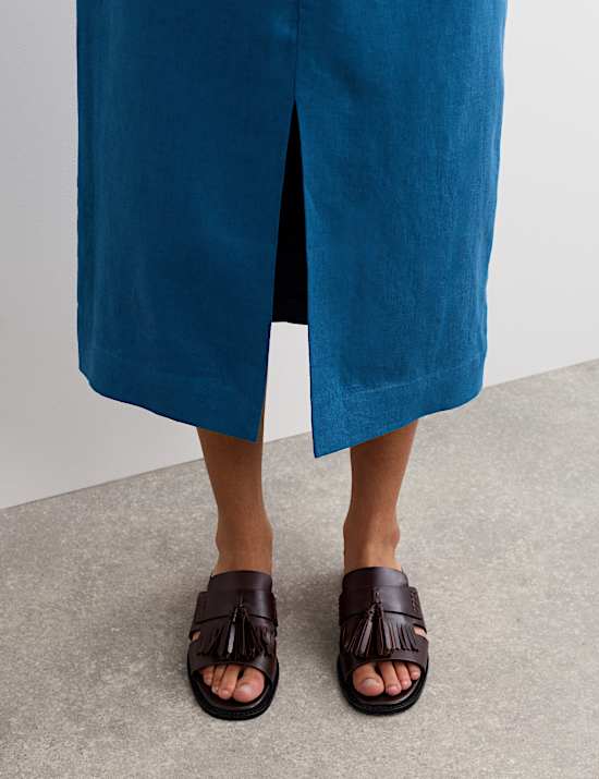 Midi-kolomrok van linnen