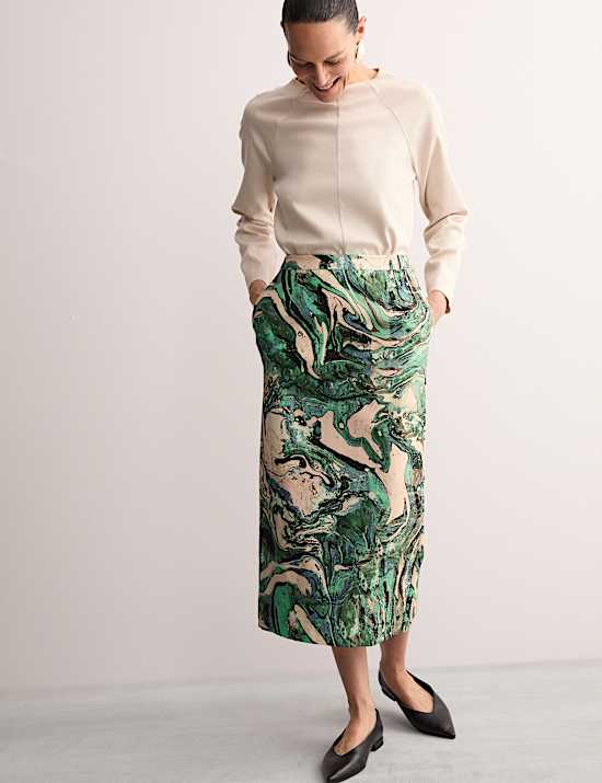 Cotton Rich Printed Midaxi Column Skirt