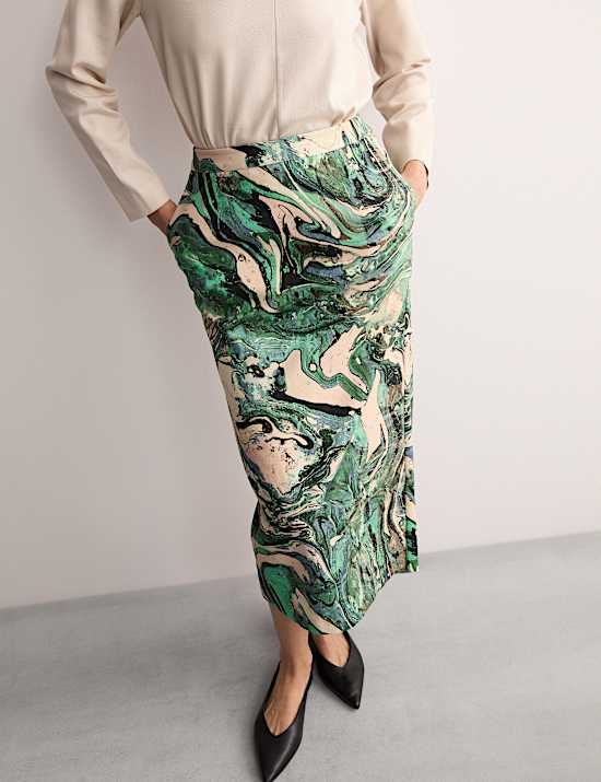 Cotton Rich Printed Midaxi Column Skirt