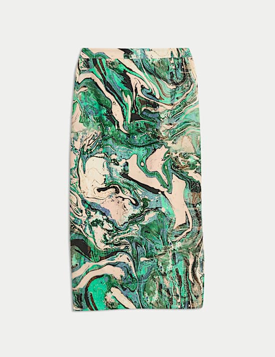 Cotton Rich Printed Midaxi Column Skirt