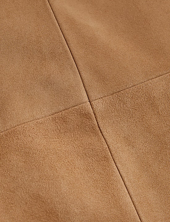 Jupe midi coupe droite en daim