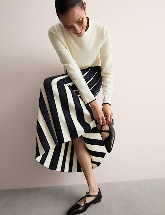 Midi-rok met A-lijn en gebreid zoomdetail