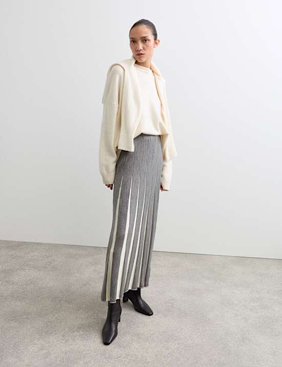 Jupe midi coupe &eacute;vas&eacute;e en maille &agrave; d&eacute;tail couture