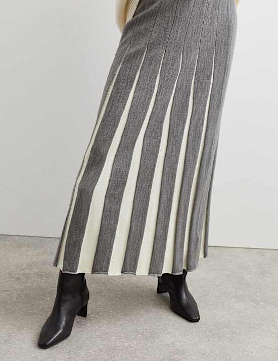 Jupe midi coupe &eacute;vas&eacute;e en maille &agrave; d&eacute;tail couture