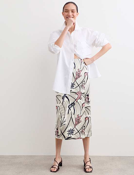 Floral Midi A-Line Skirt
