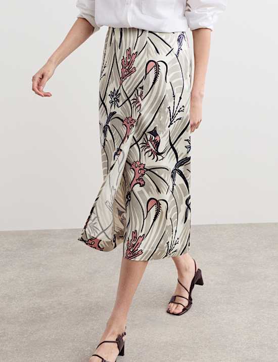 Floral Midi A-Line Skirt