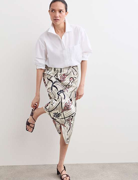 Floral Midi A-Line Skirt
