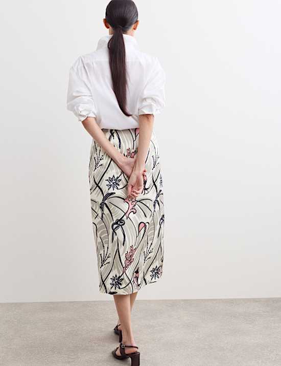 Floral Midi A-Line Skirt