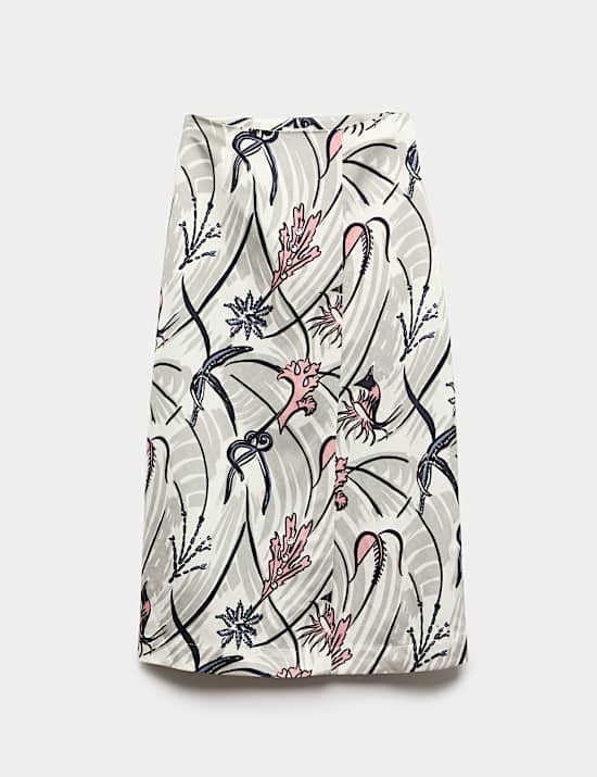 Floral Midi A-Line Skirt