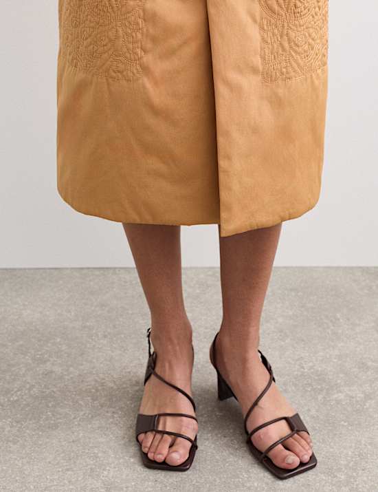 Jupe midi coupe droite matelass&eacute;e 100 % coton