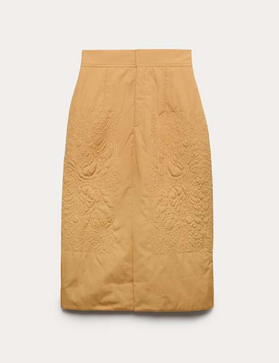 Jupe midi coupe droite matelass&eacute;e 100 % coton