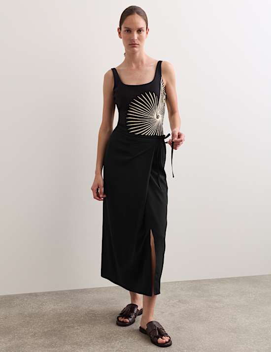 Sp&oacute;dnica kopertowa midi 100% jedwabiu