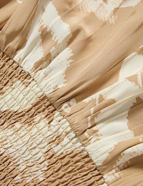 Μίντι φούστα σε γραμμή Α με φλοράλ σχέδιο από 100% μετάξι