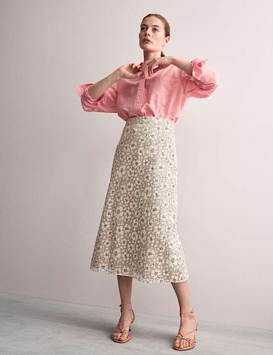 Floral Midi Column Skirt