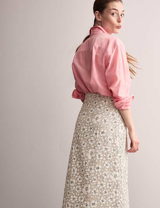 Floral Midi Column Skirt