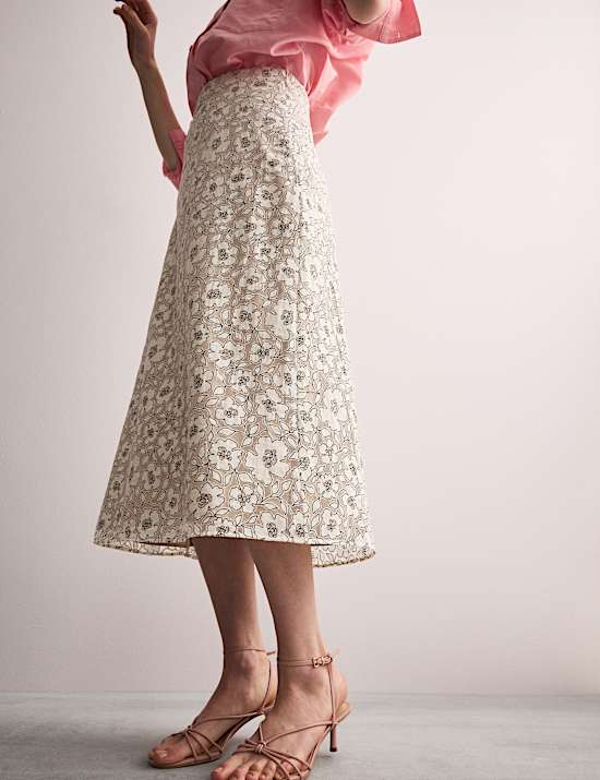 Floral Midi Column Skirt