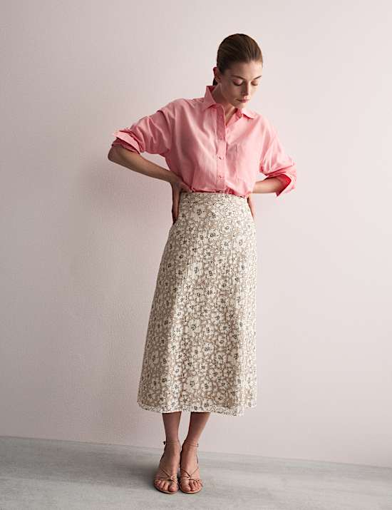 Floral Midi Column Skirt