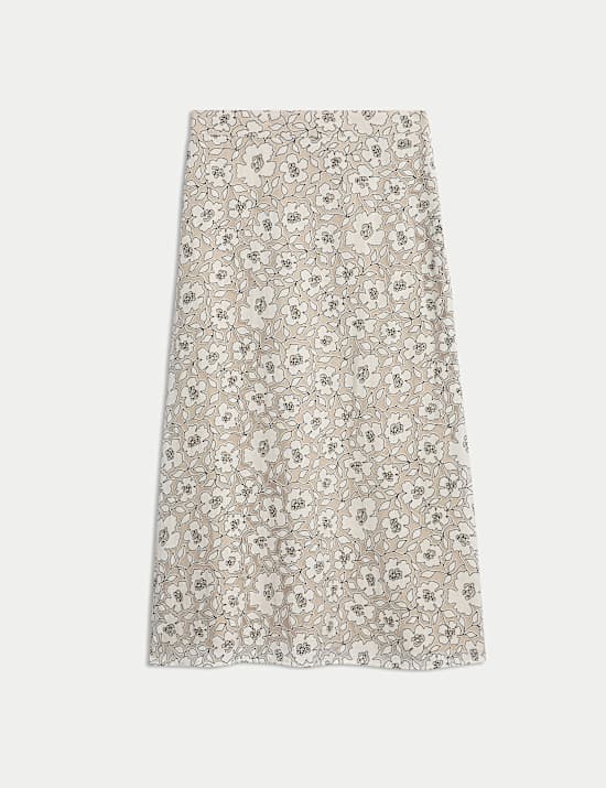 Floral Midi Column Skirt