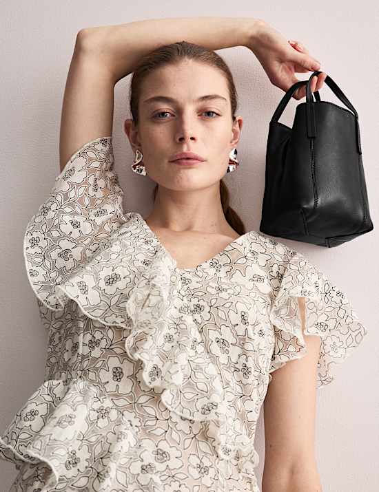 Leather Top Handle Cross Body Bag