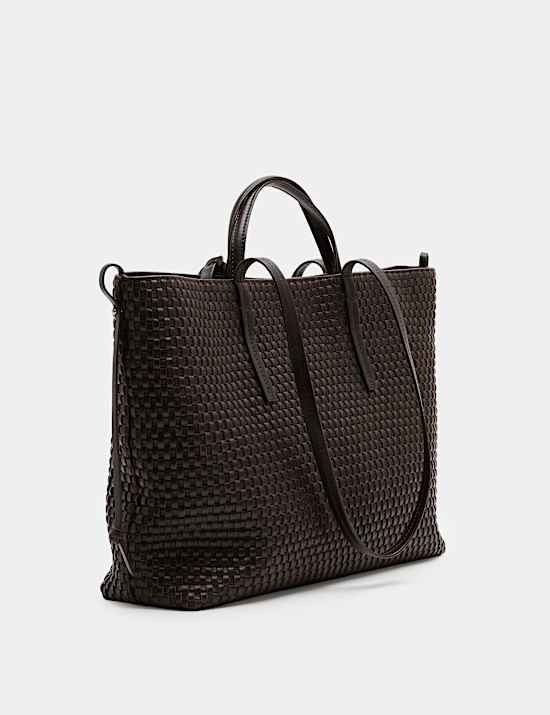 Leather Lattice Tote Bag