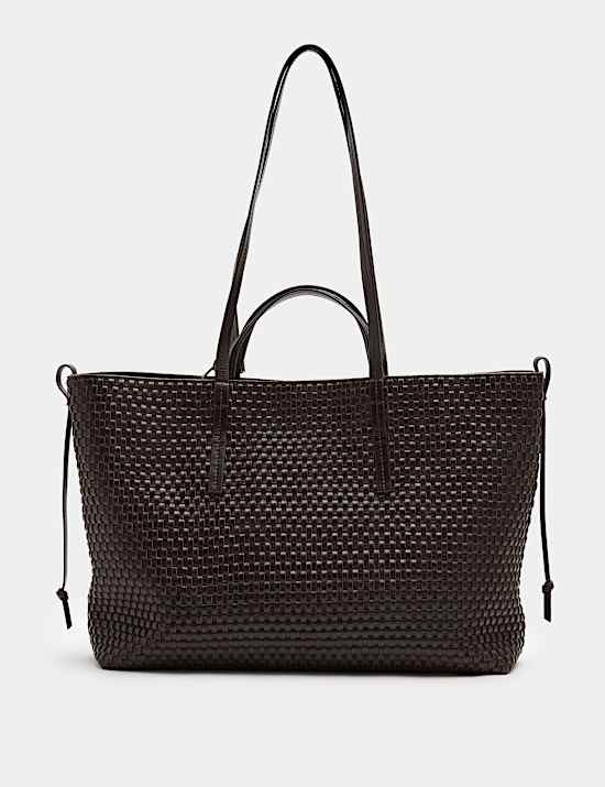 Leather Lattice Tote Bag