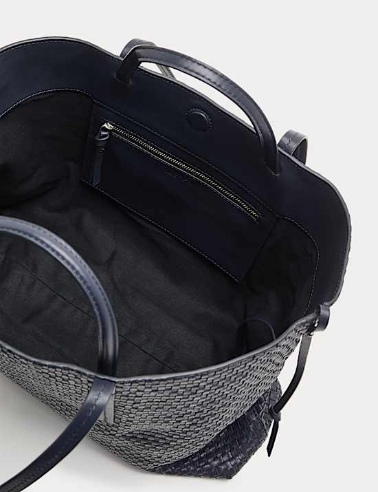 Sac fourre-tout en cuir tiss&eacute; avec poign&eacute;e sur le dessus