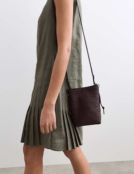 Leather Lattice Cross Body Bag