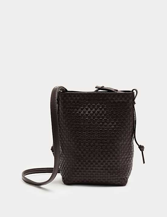 Leather Lattice Cross Body Bag