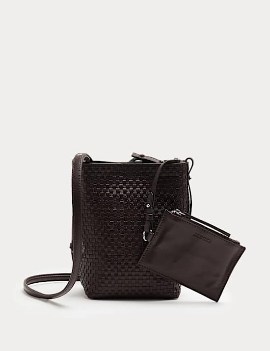 Leather Lattice Cross Body Bag