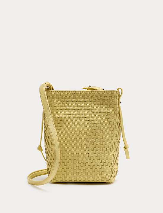 Leather Lattice Cross Body Bag