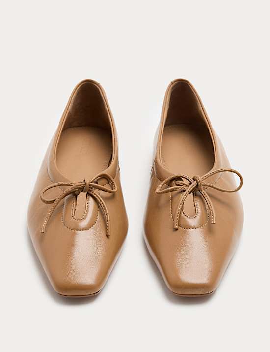 Leather Slip On Flat Pumps