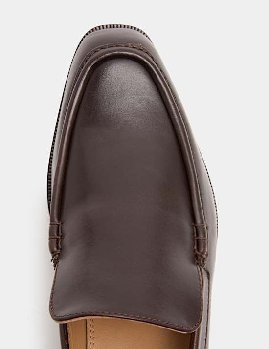 Leather Block Heel Loafers