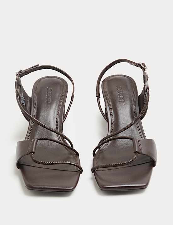 Leather Strappy Block Heel Sandals