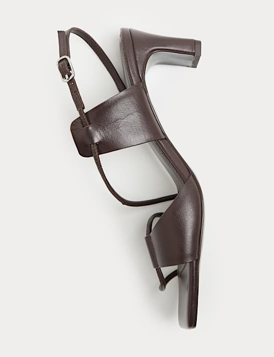 Leather Strappy Block Heel Sandals