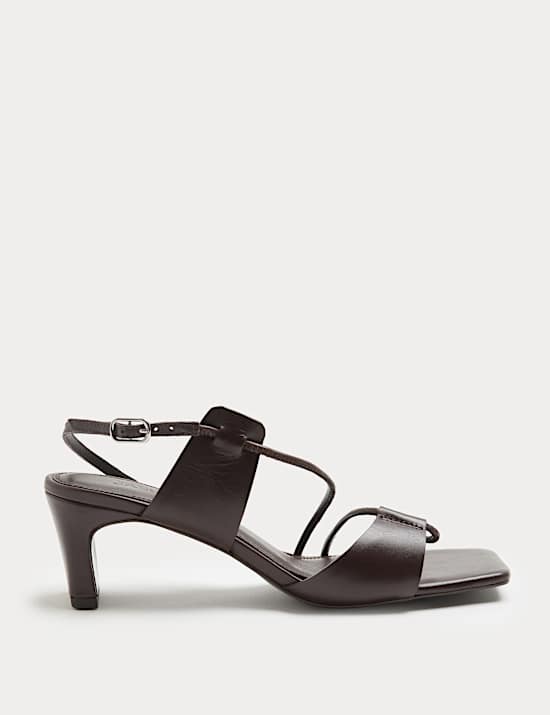 Leather Strappy Block Heel Sandals