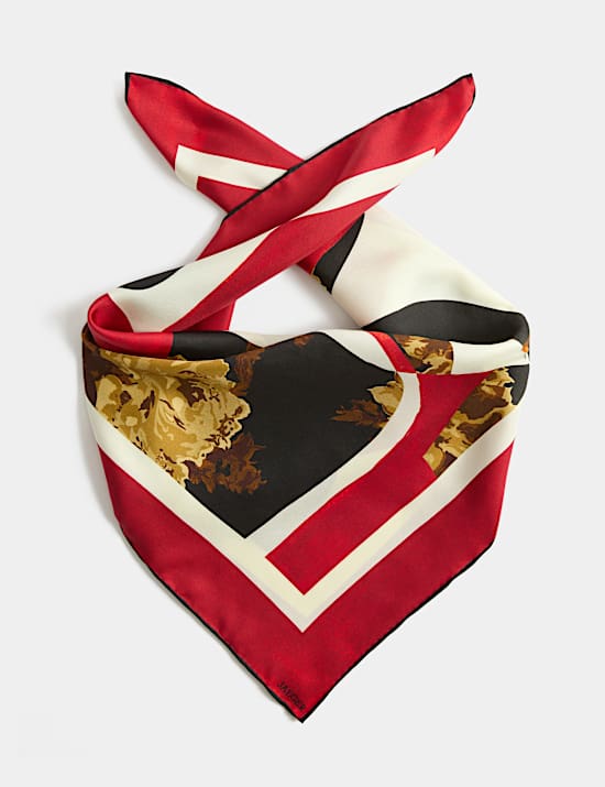 Pure Silk Woven Floral Square Scarf